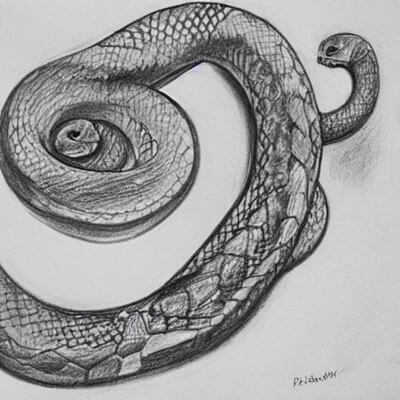「a snake,Pencil drawing,picasso,night」